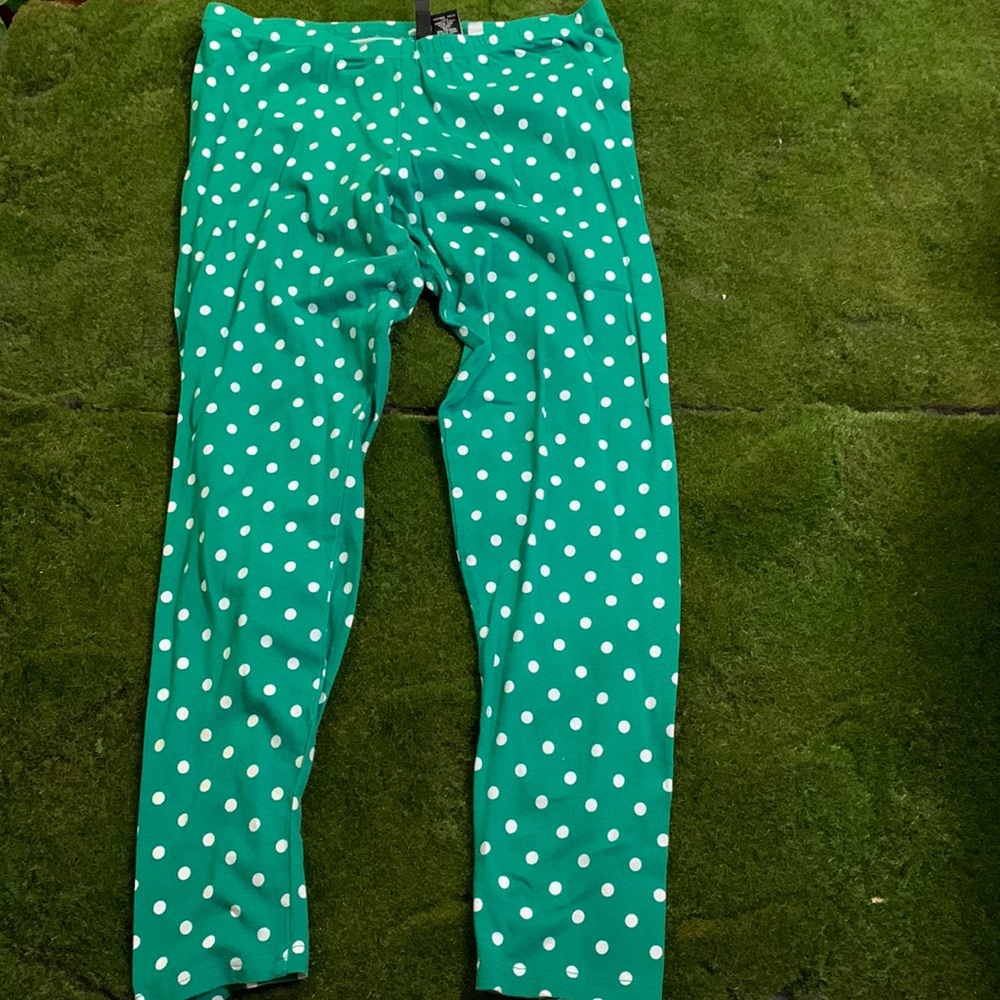 Ultra flirt XL green and white poka dot leggings